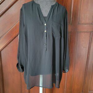 Apt. 9 Womens Black Sheer Blouse & Camisole Set Size 1X Polyester NWT